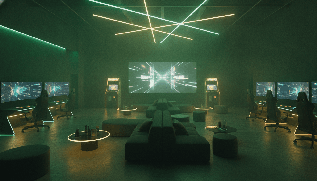Inside the neon-lit Overdrive gaming lounge